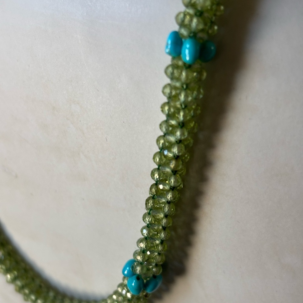 Jay King DTR Mine Finds Peridot Turquoise Woven Bead Necklace
